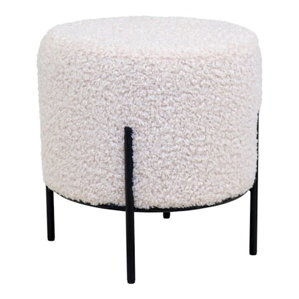 Alford Pouf, taburett, imitation fårskinn, vit. Vit