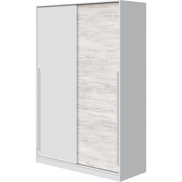 TOP vaatekaappi - Artik valkoinen ja noditammi sisustus - 2 liukuovea - L200 x K121 x S50 cm Nodi ek och vit artik