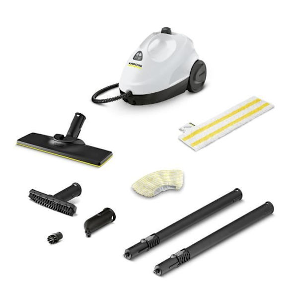 KARCHER SC 2 Easy Fix - Damprenser - 1500 W - 3,2 bar - Eliminerer op til 99,99% af vira og bakterier Sort, Hvid