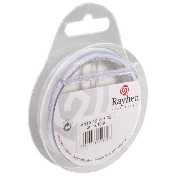 Hvid organdi bånd 3 mm 10 m