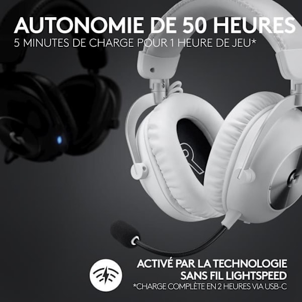 Gaming headset - Trådlös - Logitech G - Pro X 2 - Bluetooth - PS5, PS4, PC - Vit Vit