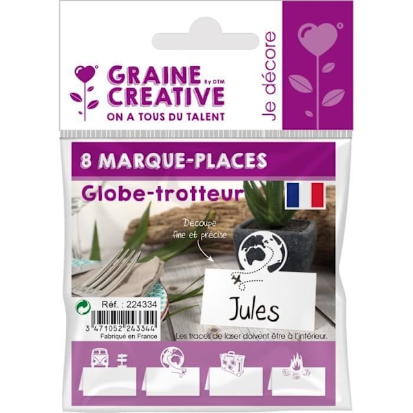 Marque-places - Graine Creative - Globe Trotteur - 8 modeller - Hvid - 220g/m2 {Färg}