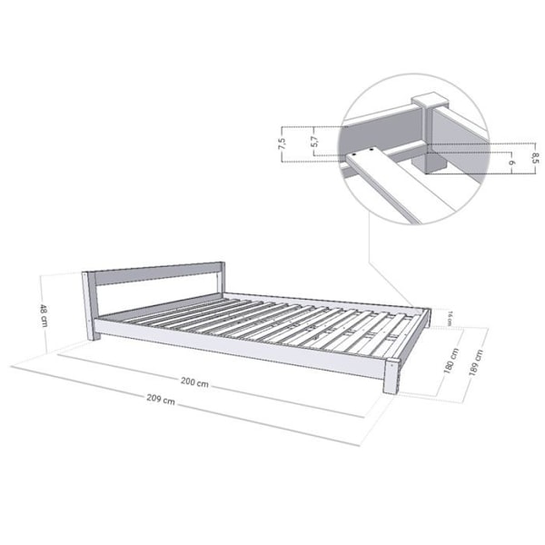 Pohjoismainen COMFY 180 x 200 valkoinen parivuode Vit