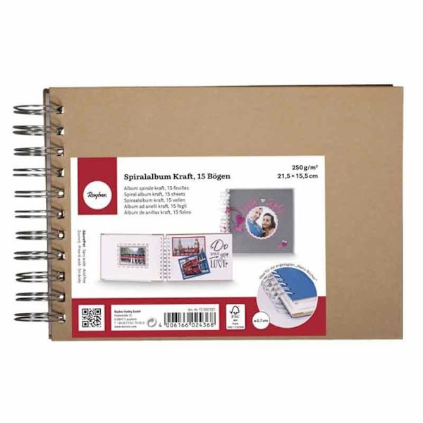 A6 spiralalbum - Rayher Hobby - Kraft - 21,5x15,5 cm - FSC Mix Credit - Mixed Transparent