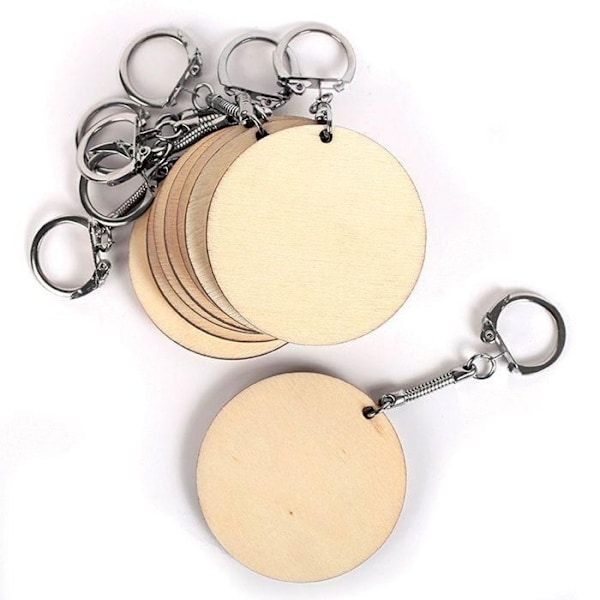 20 pyöreää puista avaimenperää Ø 5,5 cm Beige