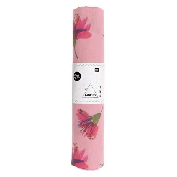 Cherry blossom stof kupon 50 x 140 cm - Pink - RICO DESIGN Rosa