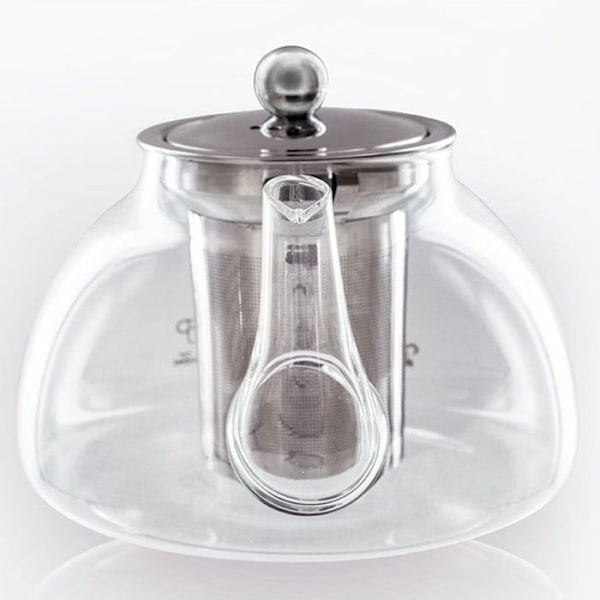 Glas teekanna med filter i rostfritt stål - 0,8 L Transparent