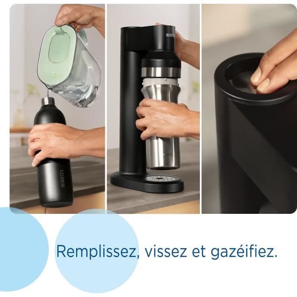 Isoleret flaske BRITA - Kompatibel med SodaTRIO - Kapacitet 1L - Rustfrit Stål - Sort Sort