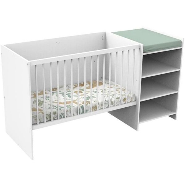 Kombinerad babysäng - 120x60cm - Konvertibel till 90x190cm - Babyprice First - Vitt trä