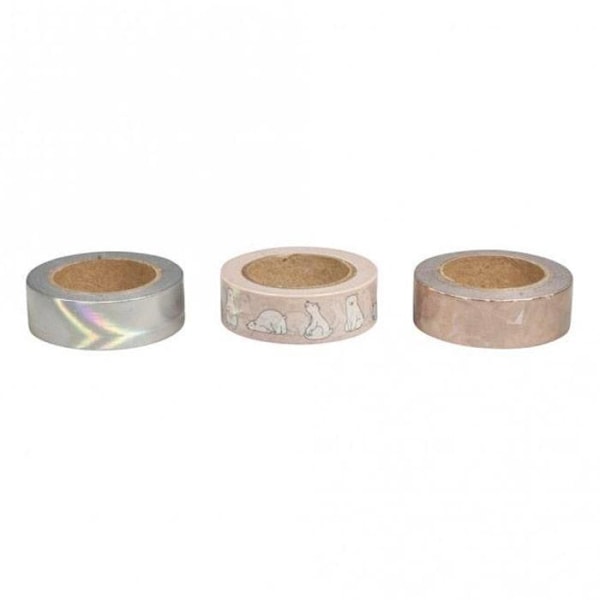 3 maalarinteippiä 10 m x 1,5 cm - Pohjoismainen Beige, Silver