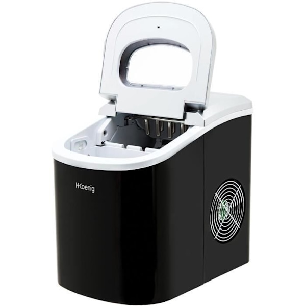 HKOENIG Ismaskine - KB12 - Op til 12 kg isterninger pr. dag - 6 til 13 minutters produktion - Sort Svart