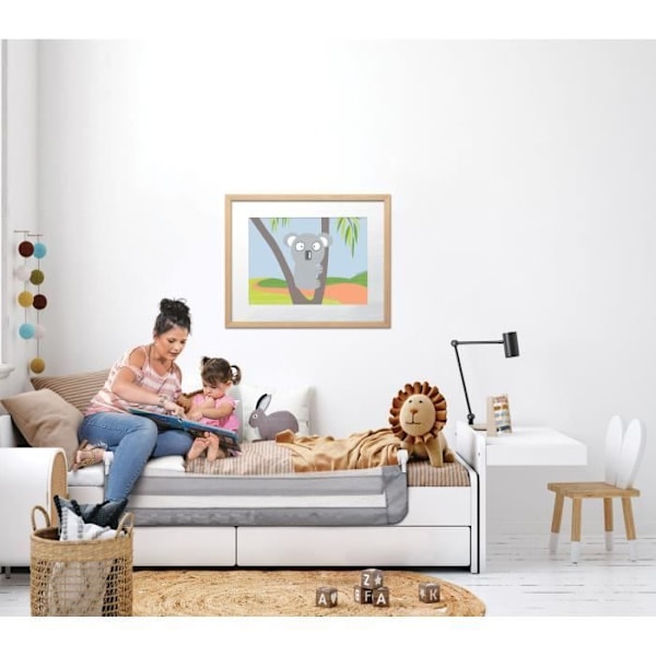 Dreambaby Nicole sängyn kaide - sisäänrakennetut ja tasaiset sängyt - Leveys 150 cm ja korkeus 50 cm - Harmaa Grå