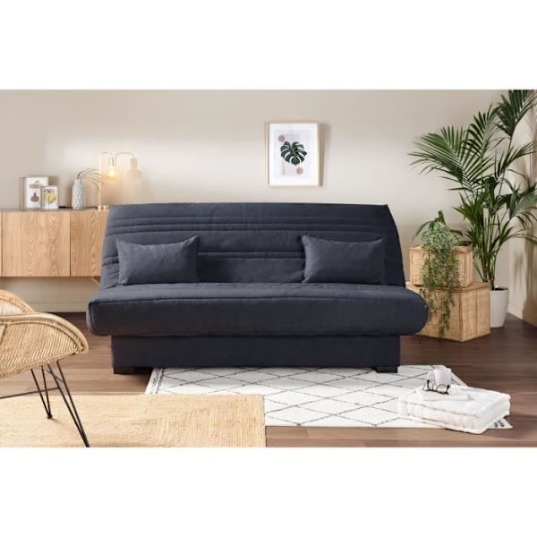 3-sits bäddsoffa - 17 cm madrass - Antracitgrått tyg - L199 x D96 x H103 cm - CHLOE