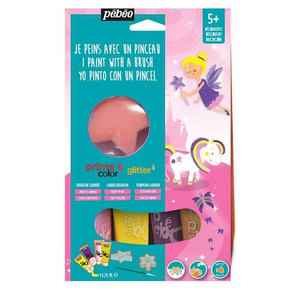 Pébéo Féerie flydende maling Gouache-sæt 4 rør á 20 ml assorteret Flerfärgad
