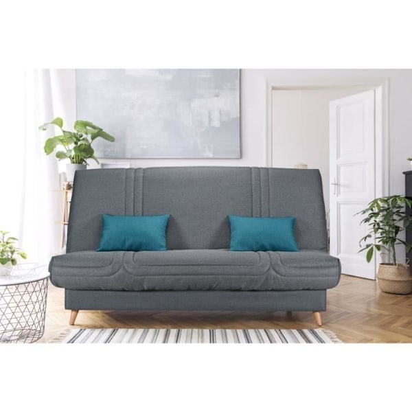COMFORT BULTEX Clic clac 3 steder - Antracit stof - Fremstillet i Frankrig - L 192 x D 95 x H 101 - MONA Antracit