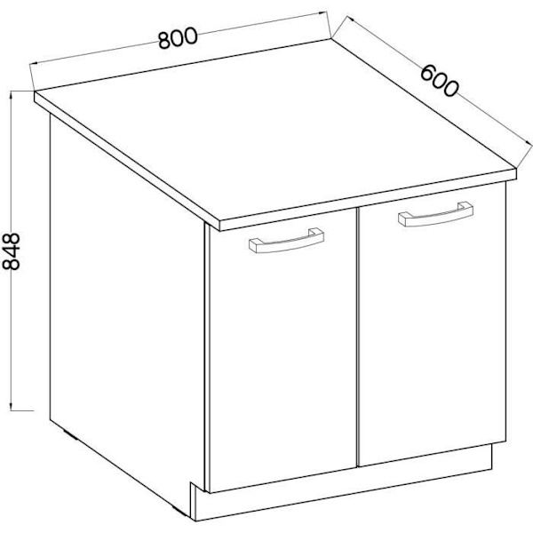 Underskab med 2 hængslede døre med bordplade - Matgrå - L 80 x D 51,6 x H 82 cm - LASSEN Matt grå