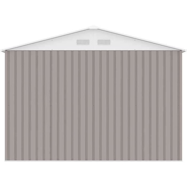 Metal skur på 7,06 m² - 277 x 255 x 202 cm - MERCURE - Ankerkit inkluderet, 2 skydedøre - Taupe Mol