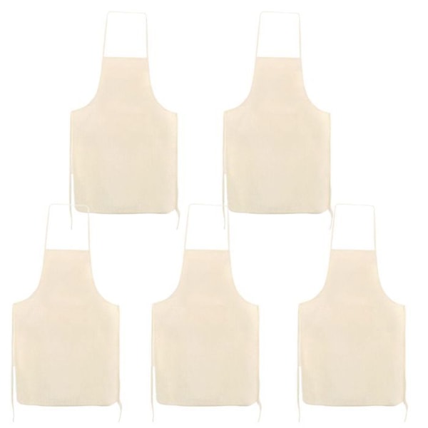 5 voksenforklæder i råhvid bomuld 90 x 60 cm Beige