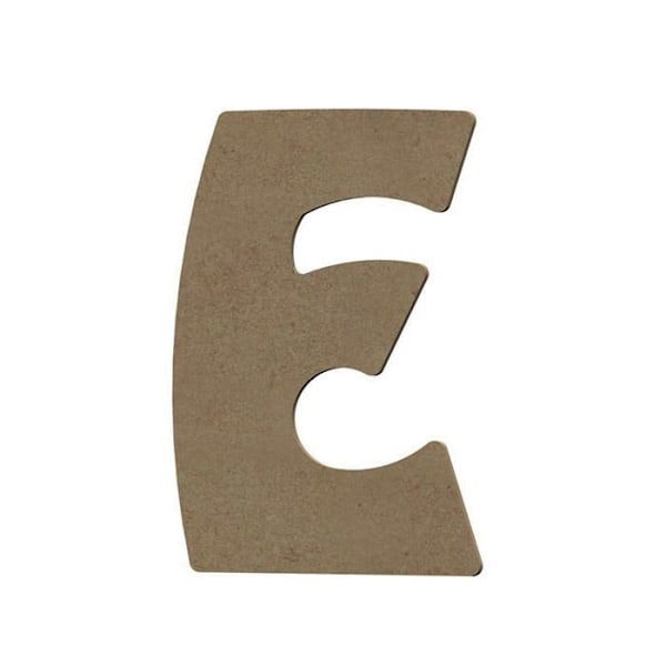 Koristeellinen MDF-puusta tehty iso E-kirjain - 8 cm kastanj