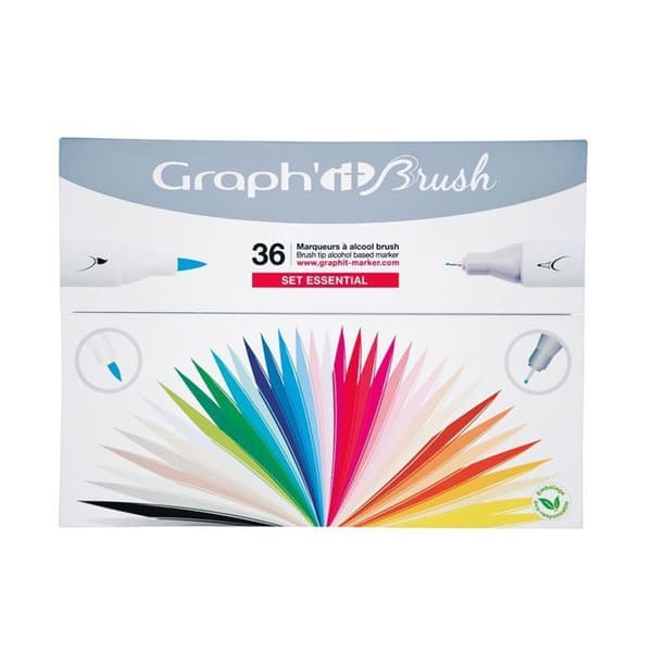 Graph'It - Set med 36 Graph'it Brush Essential Markörer Flerfärgad