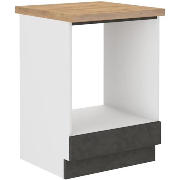 Underdel för inbyggnadsugn med bänkskiva - Mattgrå - L 60 x D 51,6 x H 85 cm - LASSEN Matt grå