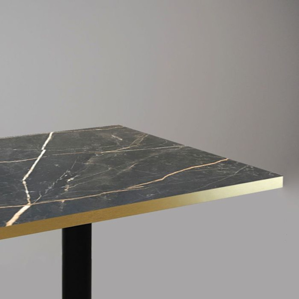 Bord 70 x 70 cm - Milan model samas marmor med messingkanter Svart