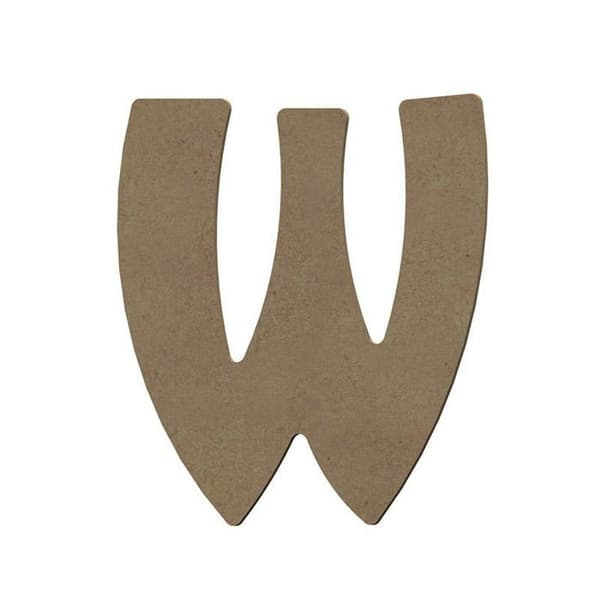 Stort bogstav W i MDF-træ til dekoration - 8 cm brun