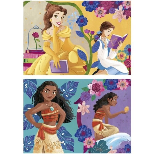 Disney Princess träpussel (Bella + Moana) - 2x25 bitar