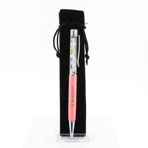 Mineral pen - ABIJOUX - Mozambique Garnet - Rechargeable - Medium tip - Mixed Rosa