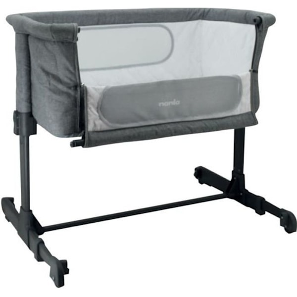 NANIA DODI co-sovende babyseng - 2 i 1 ekstra seng - Ultra komfort madras 4 cm tyk - L 80 x B 42 cm Grå