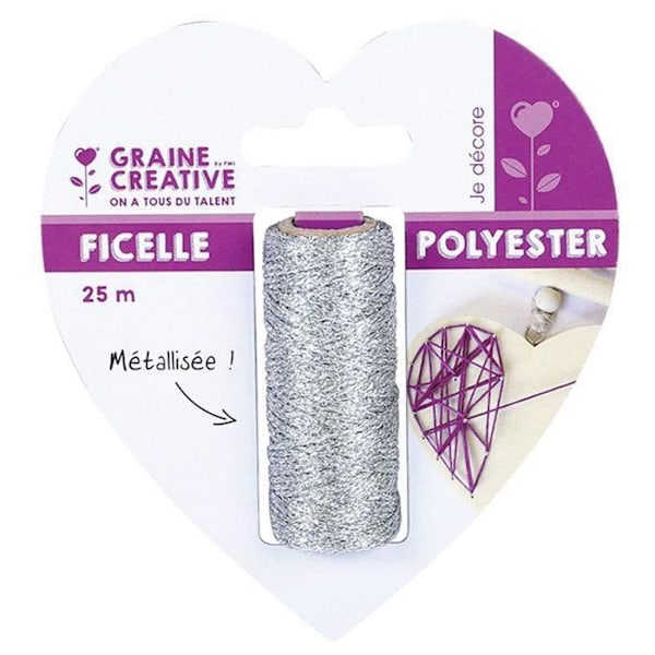 25m silver metallisk strängspole - String Art Silver