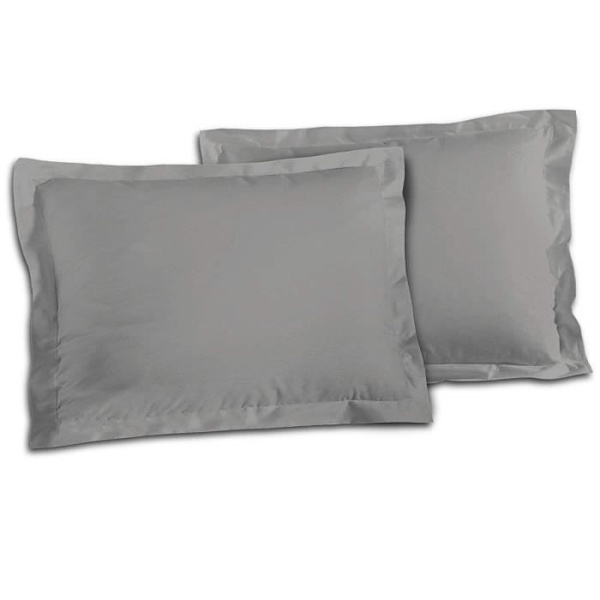 KÆRLIGHED HJEM Sæt med 2 pudebetræk 100% bomuld 50x70 cm - Lys grå