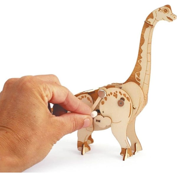 3D Mekanisk træmodel - Diplodocus - Modelfremstilling - Hvid - Barn - 48 stk. kastanj