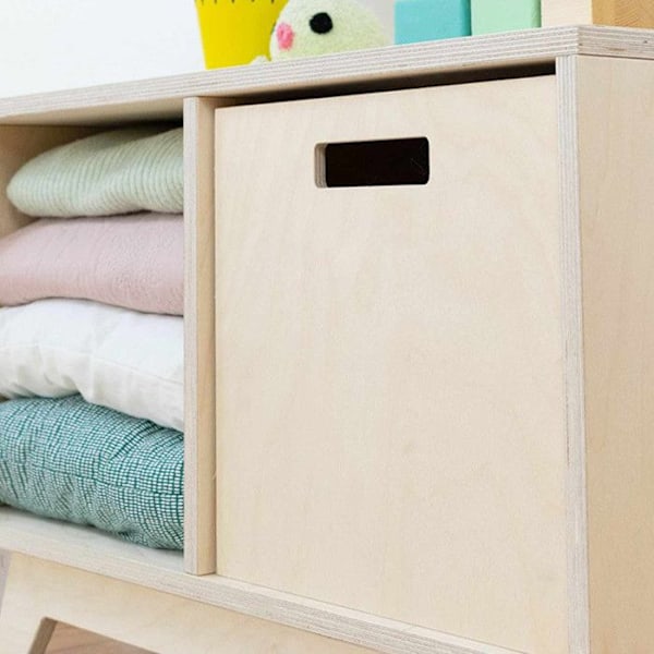 Förvaringslåda trä modell 1 - handtag - Lackerad trä - 33 x 33 x 37 cm Beige