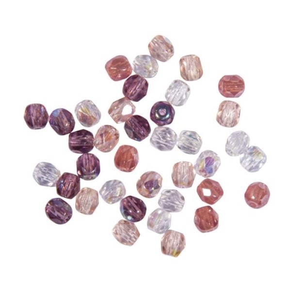 Facetteret glasperle, 4 mm ø, æske med 100 stk, antik rosa