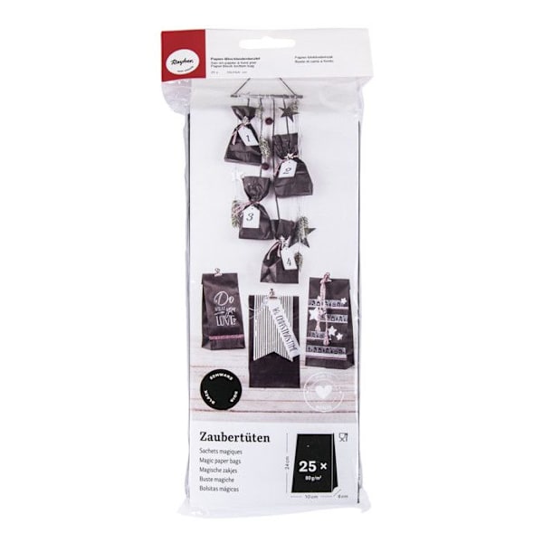 Rayher Hobby Rayher Fladbundet papirpose, 25 stk., sort - 67276576