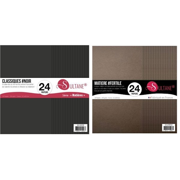 48 sorte + brune scrapbogspapirer - 300g/m² Svart