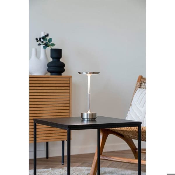 Lyneham LED genopladelig bordlampe dekor sølv. Silver
