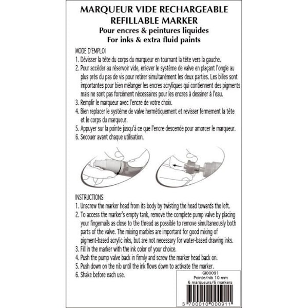 Tom Fill'It-markör 10 mm (set med 6) - Fyll den {color} {Färg}