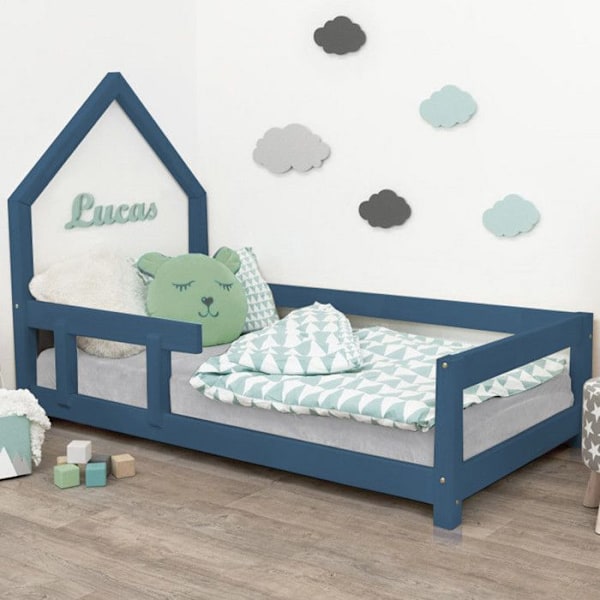 Lit cabane enfant POPPI 120 x 200 marineblå 2 Blå