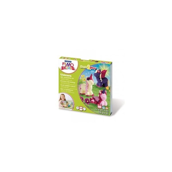 Fimo Kids Unicorn Kit - Staedtler - Form&Play - 4 olika 42 g modelleringslerlimpor + modelleringsverktyg + dekor Flerfärgad