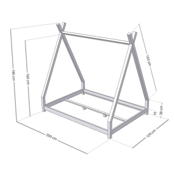 NAKANA lasten teepee-sänky 120 x 200 tiilenpunainen - GENERIC - Säleet - Massiivipuuta Röd