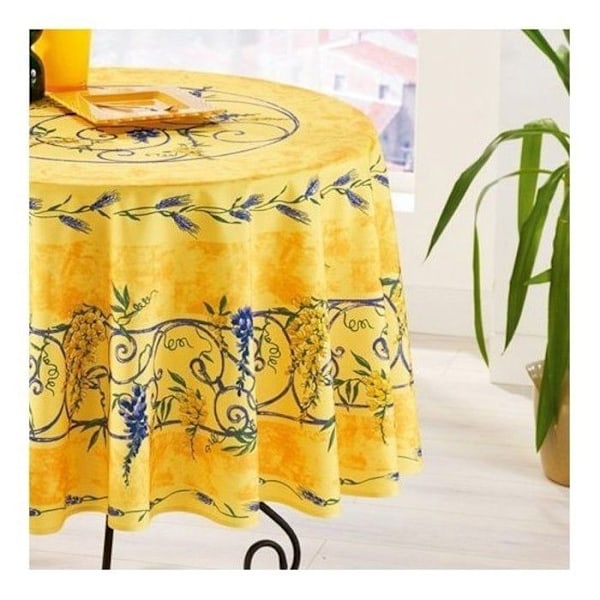 Rundduk - Provençale - Glycin - 100% Polyester - Gul - Fläckbeständig Gul