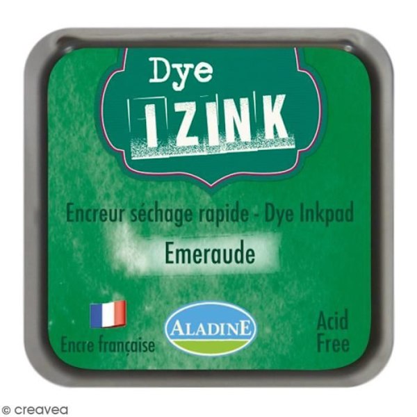 Encreur Izink Dye - ALADINE - 20 farver - 4,5 x 4,5 cm - Hurtigtørrende - Smaragdgrøn smaragdgrön