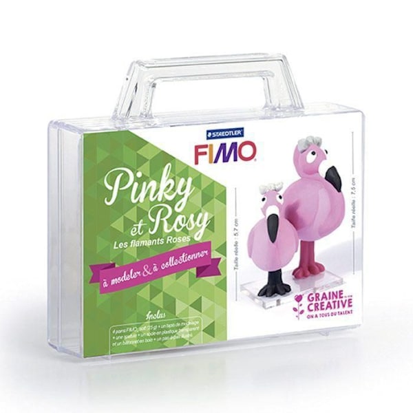Coffret polymerisavahdoin Ma ensimmäinen figuurini - Pinky ja Rosy flamingot Svart, vit, grå, rosa