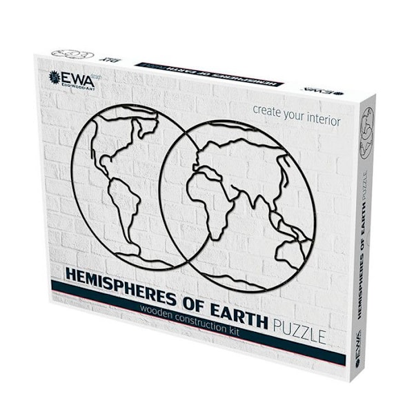 Puzzle vægmaleri i træ - Hemi sphærer 68 cm Svart