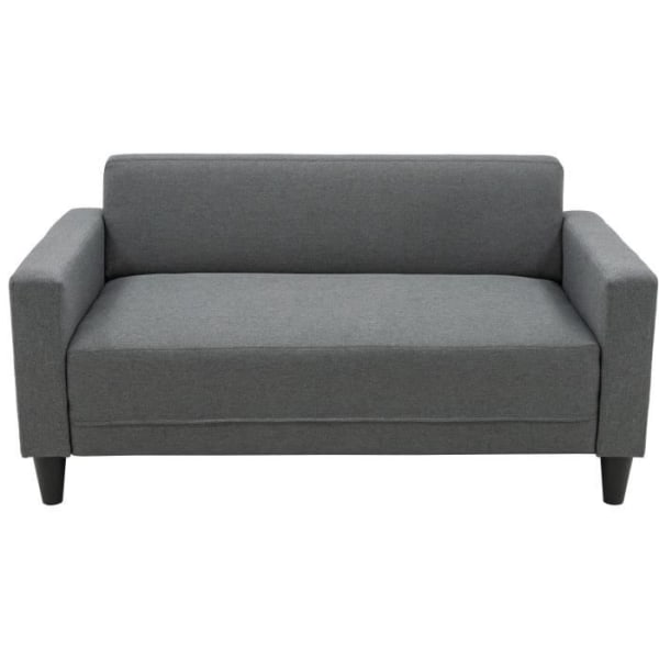 Fast 2-sits soffa BOB - Grå tyg - B 136 x D 77 x H 65 cm