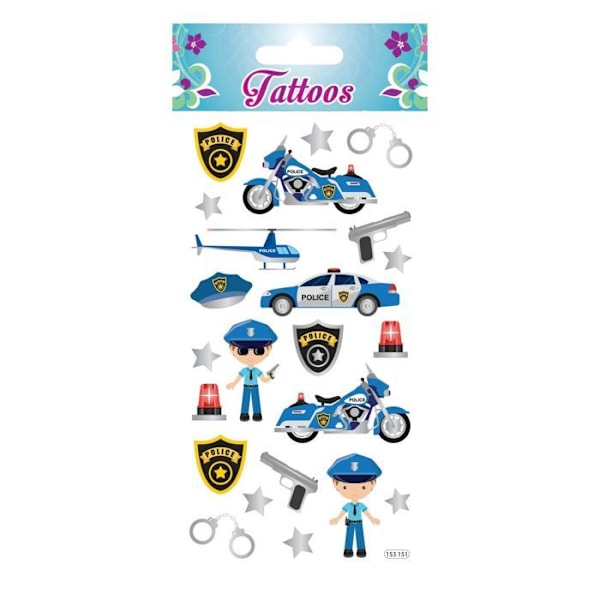 Väliaikaiset tatuoinnit - Poliisi - Kultaus Flerfärgad