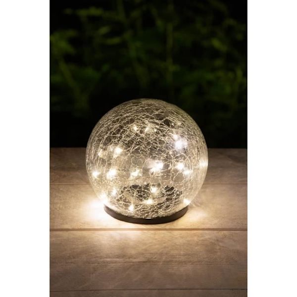 GALIX solarsfär - Krossat glaseffekt - Ø 15cm - 25 vita lysdioder Transparent