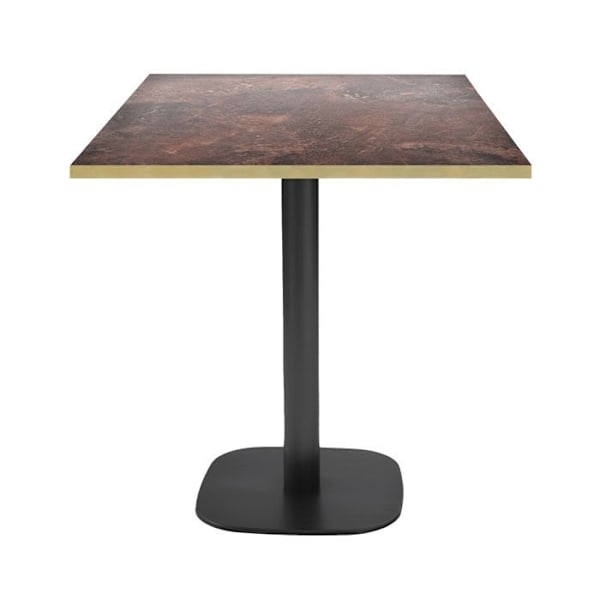 Bord 70 x 70 cm - Rund rust rock model med messing kanter kastanj
